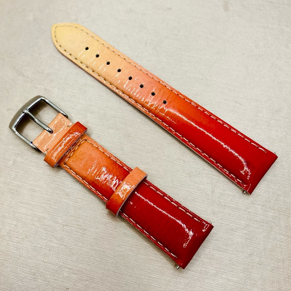 EUC MICHELE 18mm Genuine Red Ombré Patent Leather Replacement Band Strap